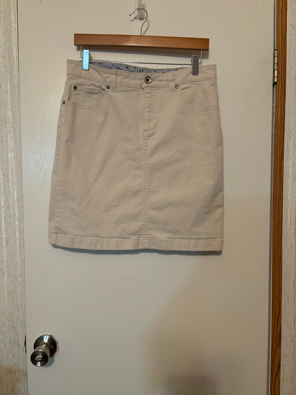 Izod Cream Denim Mini Skirt